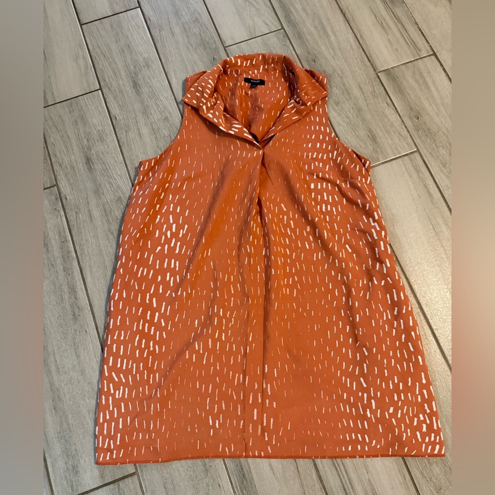 Alfani Terracotta Sleeveless Top with White Accents